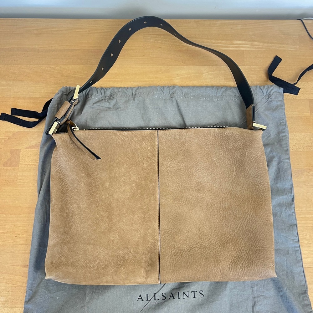 Allsaints All Saints Edbury Oversized Suede Tote Shoulder Bag Purse - Picture 2 of 13